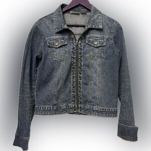 JLo by Jennifer Lopez Denim Jacket | Women’s Large | Grommet Detail, Fitted